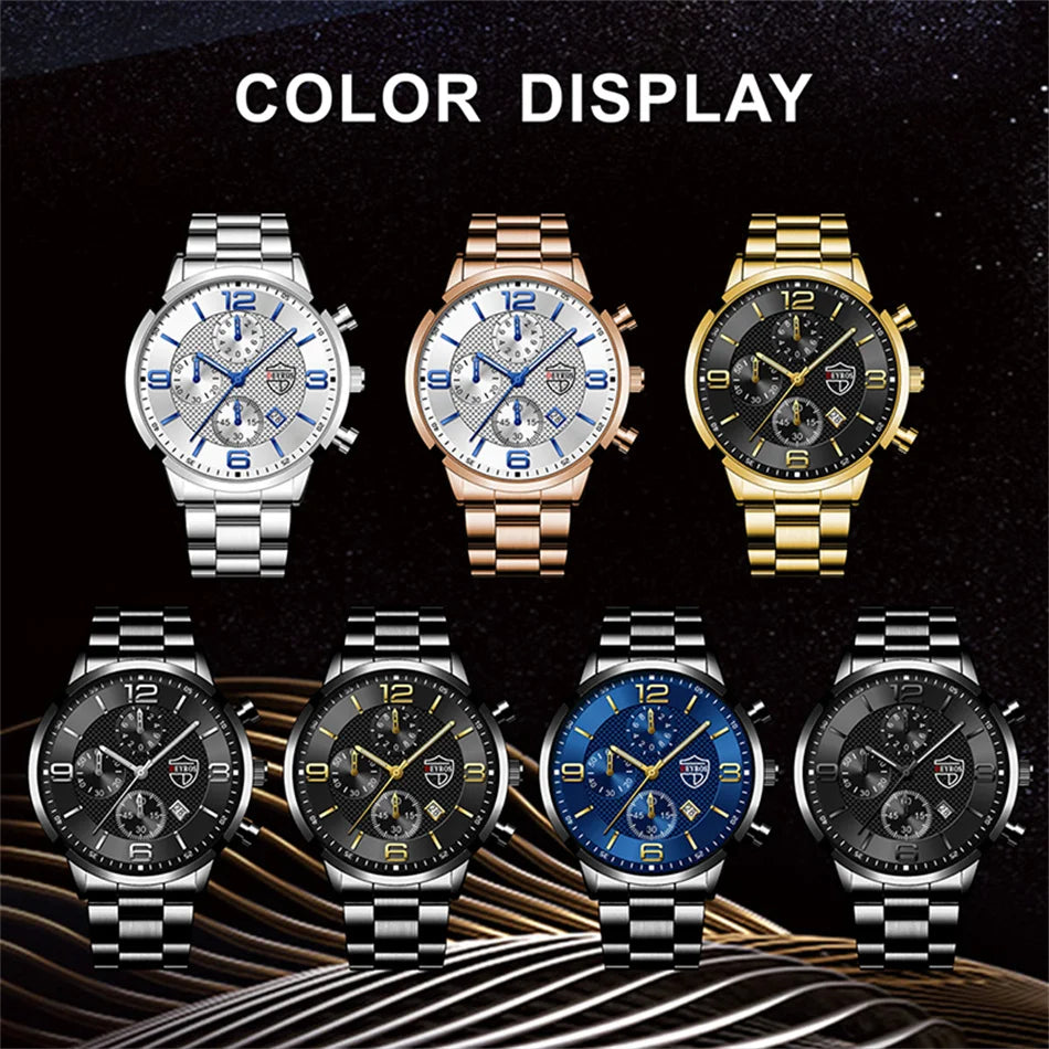 Luxury Stainless Steel Quartz Watch for Men - Smarsty