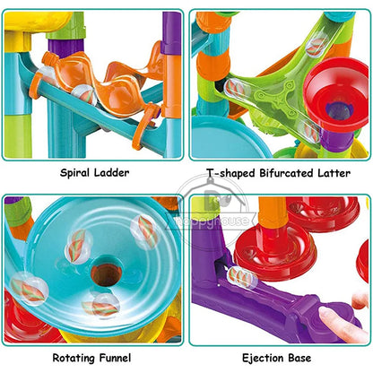 Marble Run Race Track Building Blocks Kids 3D Maze Ball Roll Toy DIY Marble Run Race Coaster Set 80/105/109/133pc Christmas Gift - Smarsty
