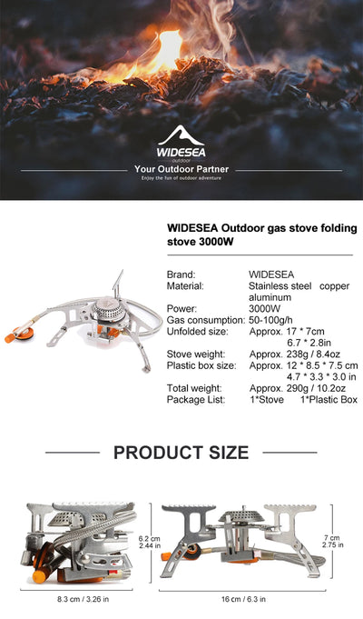 Widesea Camping Gas Stove Outdoor Tourist Burner Strong Fire Heater Tourism Cooker Survival Furnace Supplies Equipment Picnic by Smarsty