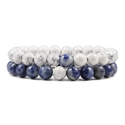 Couples Distance Lava Stone Yoga Bracelets Set - Smarsty