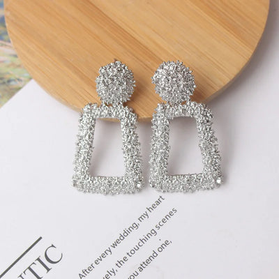 Gold Metal Drop Earrings with Irregular Heart Design for Women - Smarsty