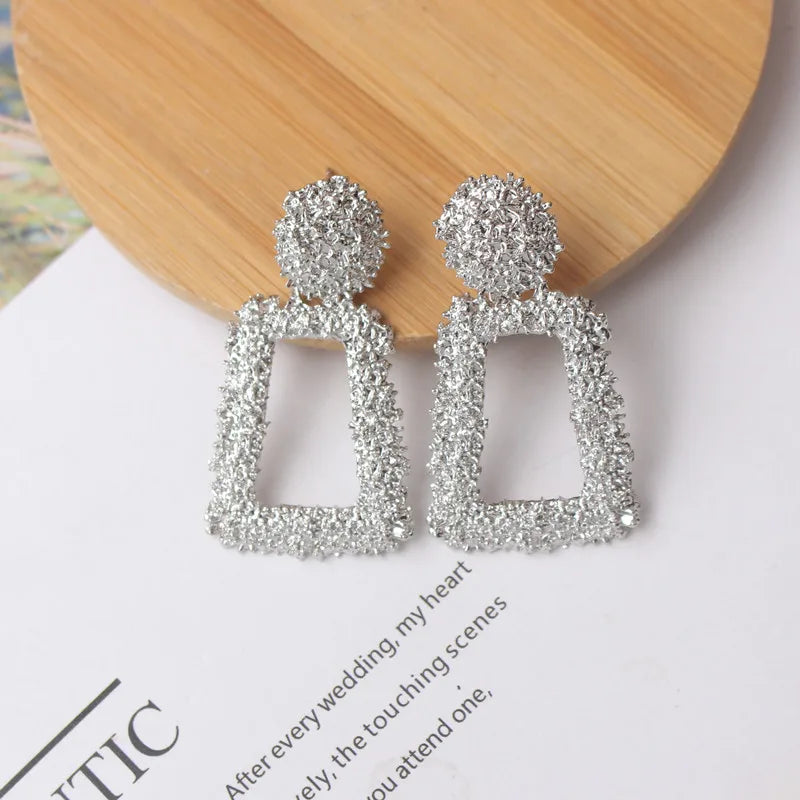 Gold Metal Drop Earrings with Irregular Heart Design for Women - Smarsty