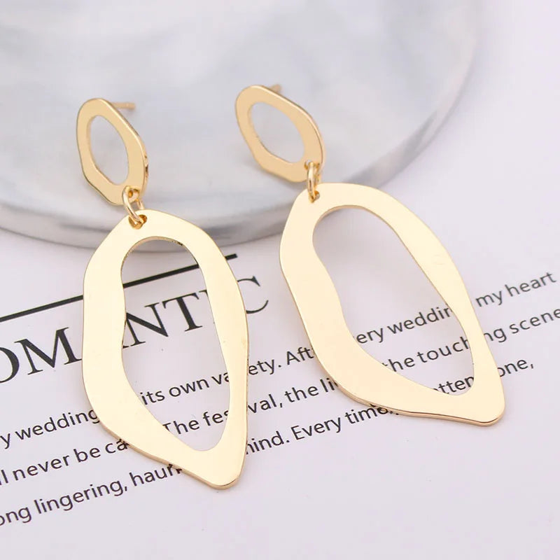 Gold Metal Drop Earrings with Irregular Heart Design for Women - Smarsty