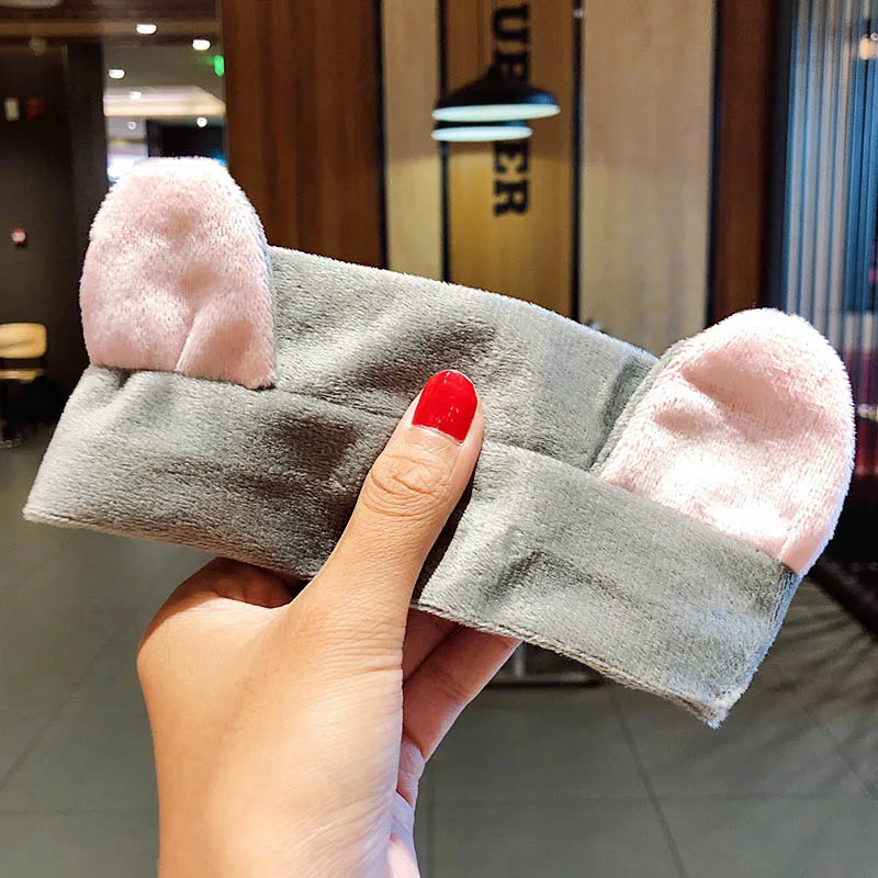 Soft Coral Fleece Bow Headband Warm Hair Holder Turban - Smarsty