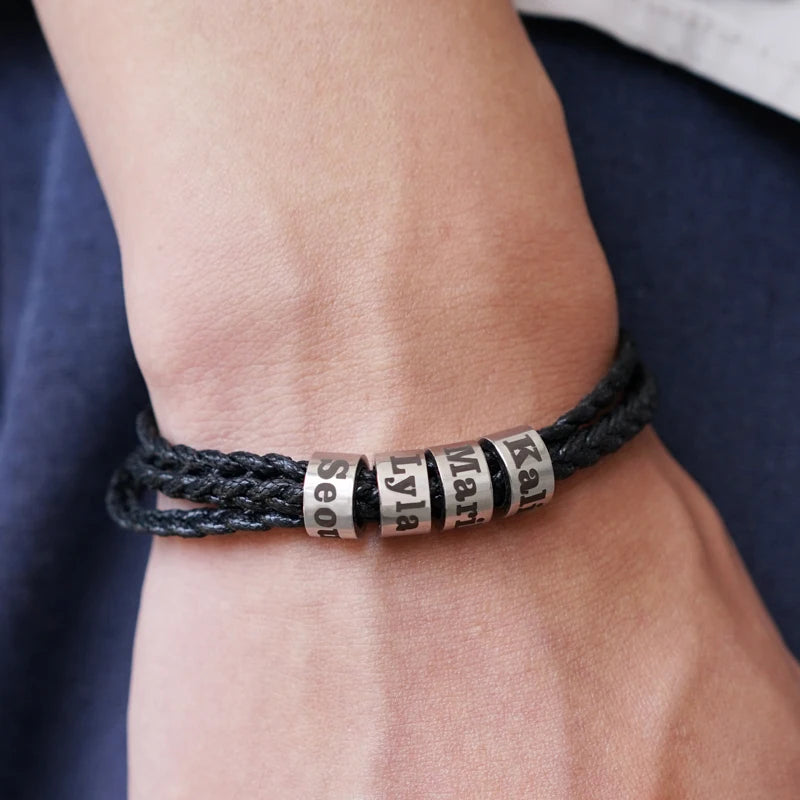 Customized Men Stainless Steel Braided Name Bracelet - Smarsty