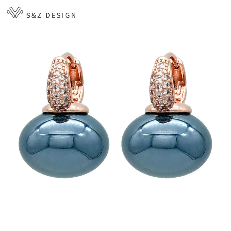 Fashion Pearl Dangle Earrings for Women with Cubic Zirconia - Smarsty