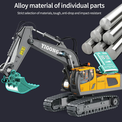 2.4G Remote Control Excavator Dump Truck RC Model Car Toy Professional Alloy Plastic Simulation Construction Vehicle Kids Gifts