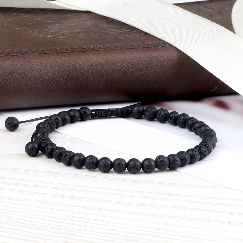 Adjustable Lava Stone Beaded Bracelet for Chakra Healing - Smarsty