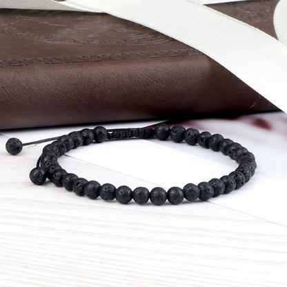 Adjustable Lava Stone Beaded Bracelet for Chakra Healing - Smarsty