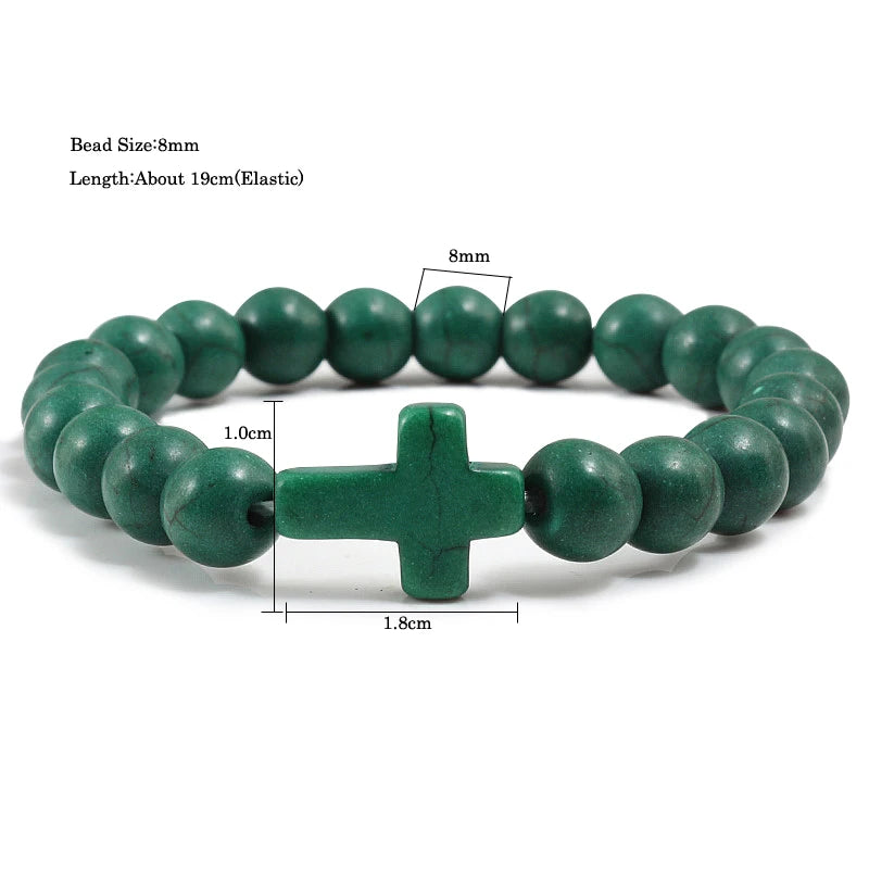Fashion Jesus Cross Natural Stone Bracelets for Yoga - Smarsty