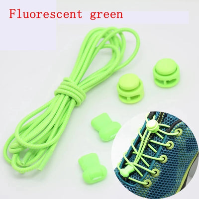 1 Pair 22 Colors Elastic Shoelaces Round Locking No Tie Shoe Laces Kids Adult Quick Lazy Laces Rubber Sneakers Shoelace T1 - Smarsty