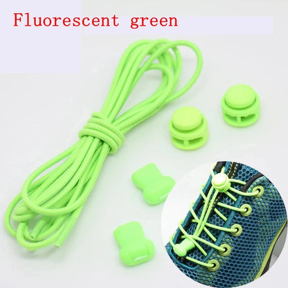 1 Pair 22 Colors Elastic Shoelaces Round Locking No Tie Shoe Laces Kids Adult Quick Lazy Laces Rubber Sneakers Shoelace T1 - Smarsty
