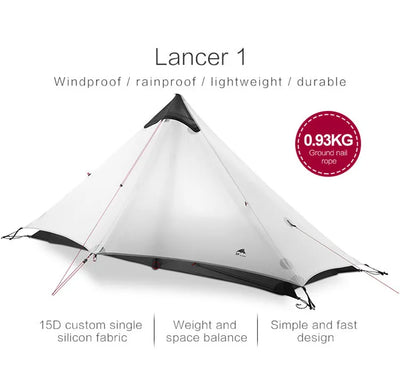 FLAME'S CREED Lanshan 1 Person Oudoor Ultralight Camping Tent Single Man 3 Season Professional 15D Silnylon Rodless Tent by Smarsty