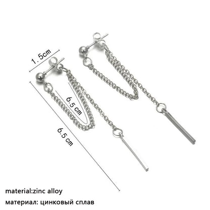 Trendy Silver Dangle Earrings with Korean Tassel Design for Women - Smarsty