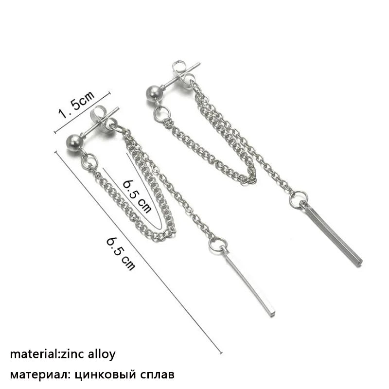 Trendy Silver Dangle Earrings with Korean Tassel Design for Women - Smarsty