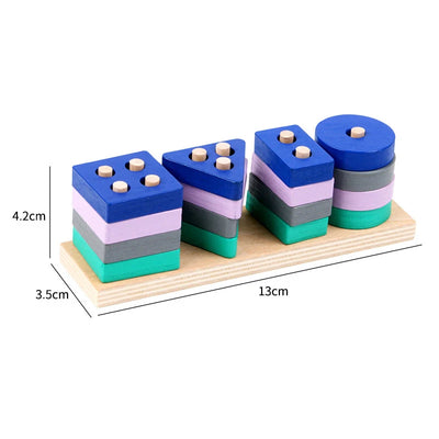 Montessori Toy Wooden Building Blocks Early Learning Educational Toys Color Shape Match Kids Puzzle Toys For Children Boys Girls - Smarsty