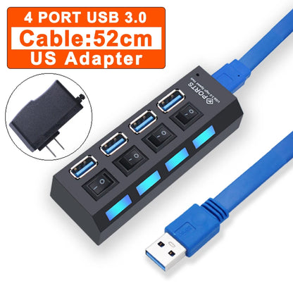 USB Hub 3.0 With Power Switch 7 Port Expansion Pro