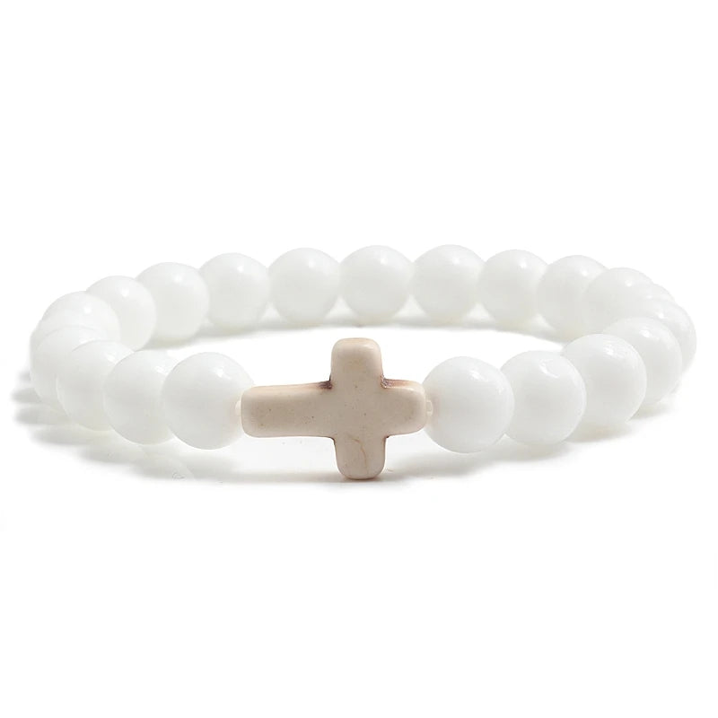 Fashion Jesus Cross Natural Stone Bracelets for Yoga - Smarsty