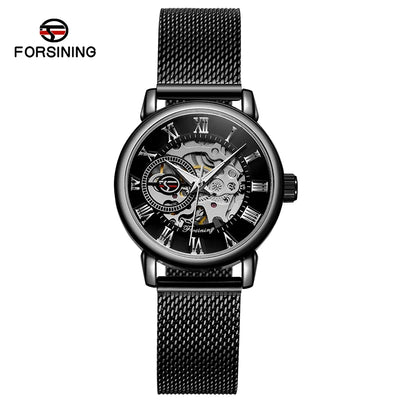Fashionable Women's Mechanical Automatic Watch with Mesh Strap - Smarsty