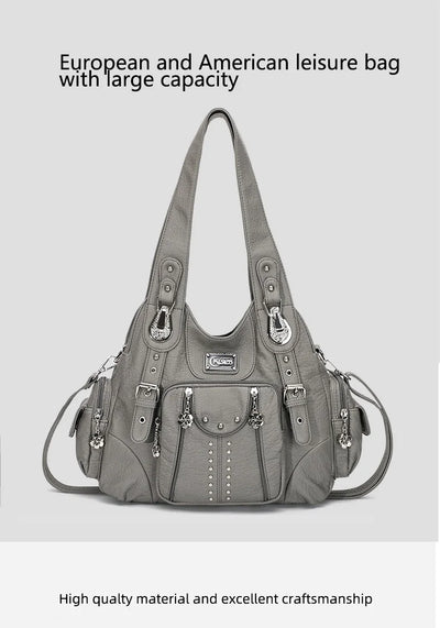 Angelkiss PU Leather Women Shoulder Bag Zipper Closure - Smarsty