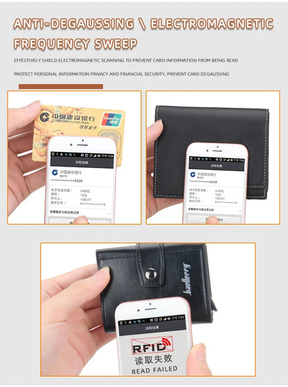 New RFID Men Card Wallets Hasp Small Card Wallets Slim Mini Men's Wallet High Qaulity Card Clip Photo Holder Short Male Purses