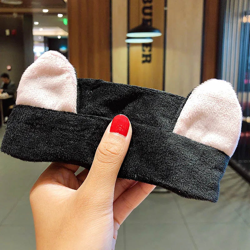 Soft Coral Fleece Bow Headband Warm Hair Holder Turban - Smarsty