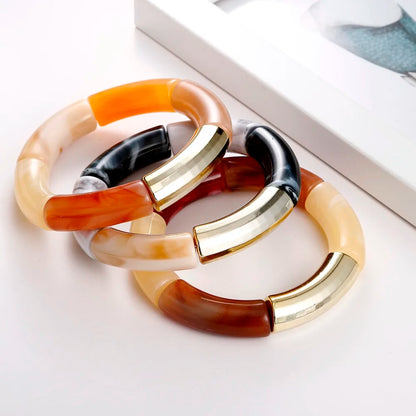 Trendy 4 Piece Set of Handmade Acrylic Bead Bracelets - Smarsty