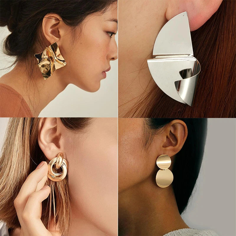 Gold Metal Drop Earrings with Irregular Heart Design for Women - Smarsty