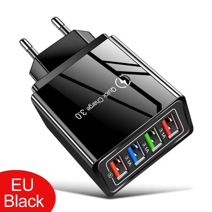 4 Port USB Quick Charge 3.0 Wall Charger EU Connector - Smarsty