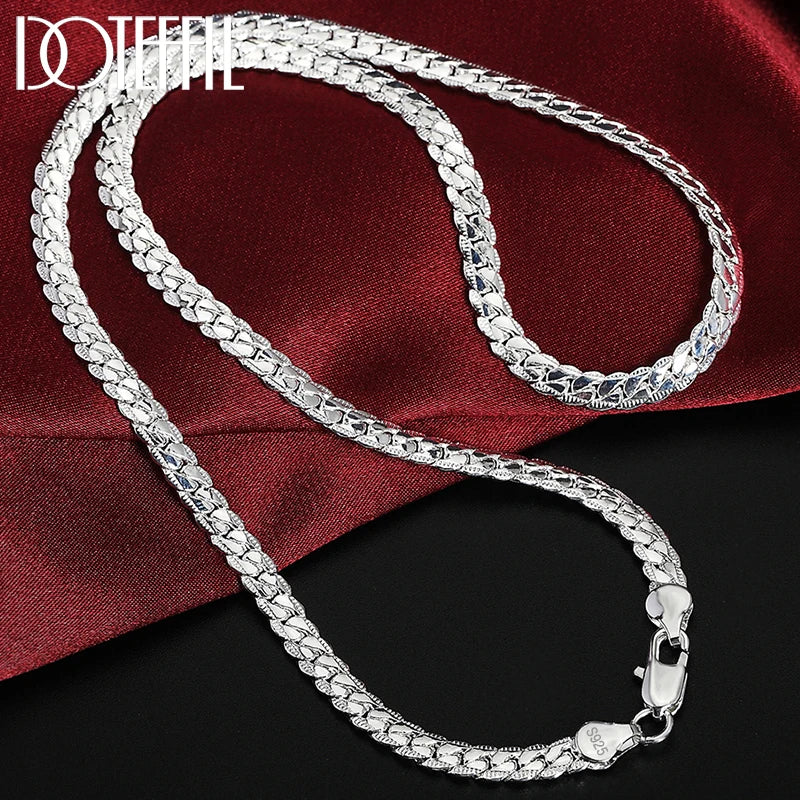 Sterling Silver Side Chain Necklace and Bracelet Set - Smarsty