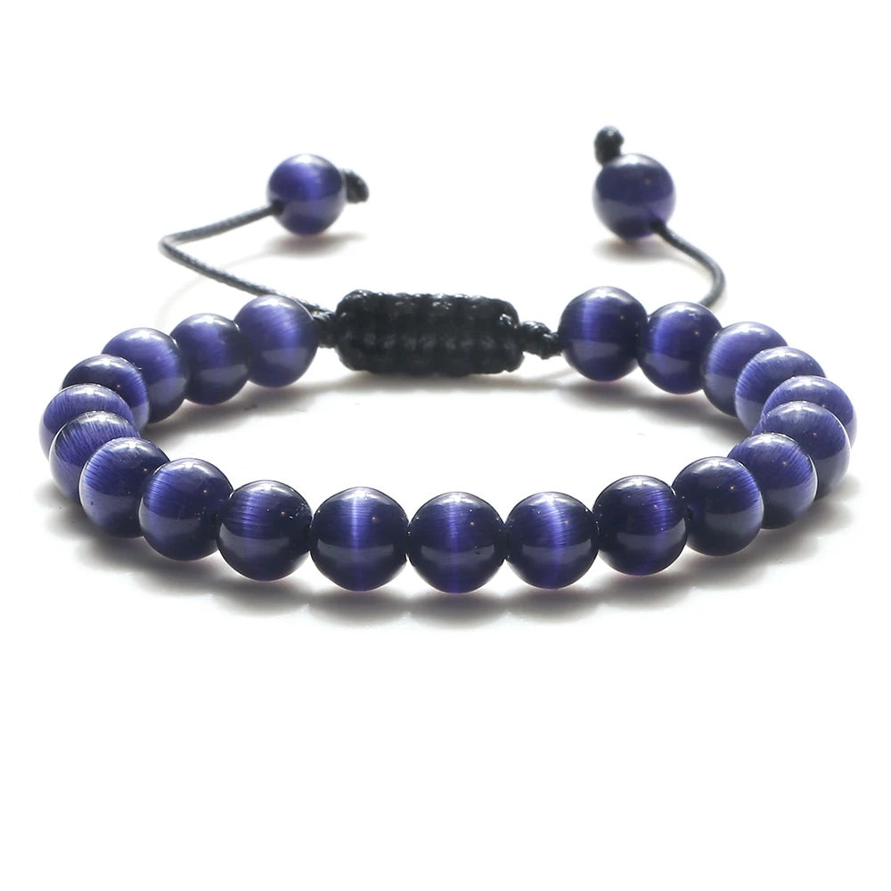 Adjustable 8mm Tiger Eye Beads Bracelet for Yoga Healing - Smarsty