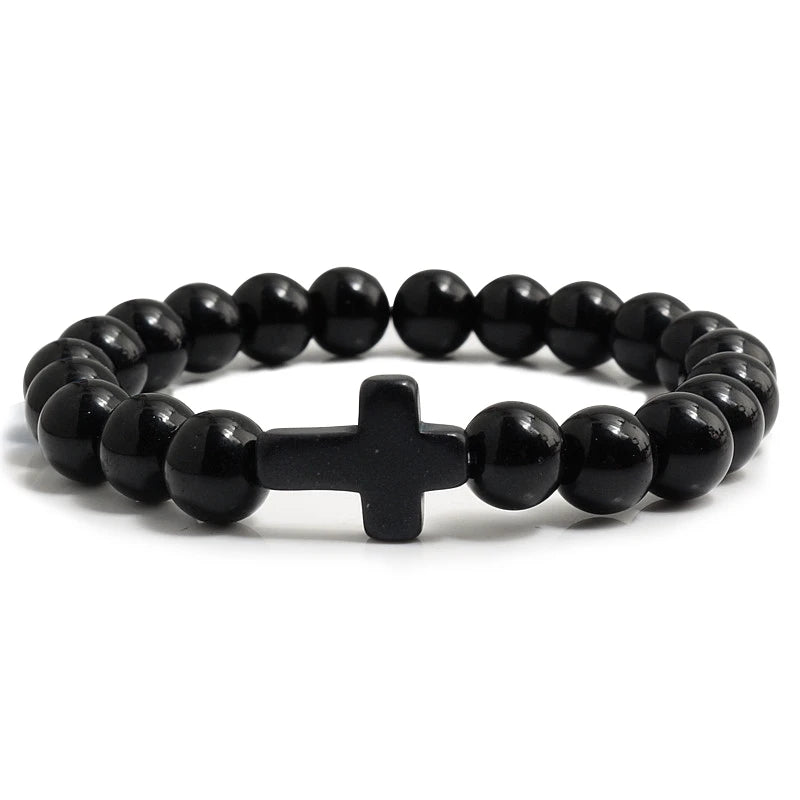 Fashion Jesus Cross Natural Stone Bracelets for Yoga - Smarsty