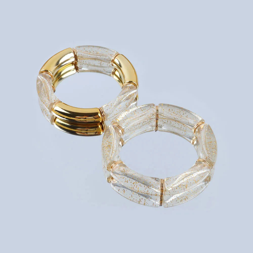 Trendy 4 Piece Acrylic Beaded Bracelets Set - Smarsty