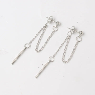 Trendy Silver Dangle Earrings with Korean Tassel Design for Women - Smarsty