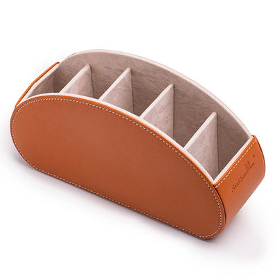 5 Grid Pu Leather Organizer Remote Control Phone And Tv Holder Desk Storage Box Cosmetics Brush by Smarsty