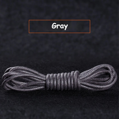 1Pair Cotton Waxed Shoelaces Round Oxford Shoe laces Boots Laces Waterproof Leather Shoelace Length 60/80/100/120/140/180cm - Smarsty