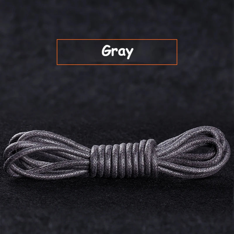 1Pair Cotton Waxed Shoelaces Round Oxford Shoe laces Boots Laces Waterproof Leather Shoelace Length 60/80/100/120/140/180cm - Smarsty