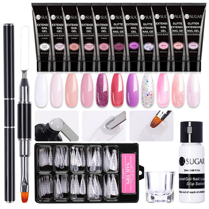 Nude Glitter Gel Nail Polish Kit for Long-Lasting Manicure - Smarsty