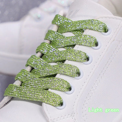 1Pair Fashion Glitter Shoelaces Colorful Flat Shoe laces for Athletic Running Sneakers Shoes Boot 1CM Width Shoelace Strings