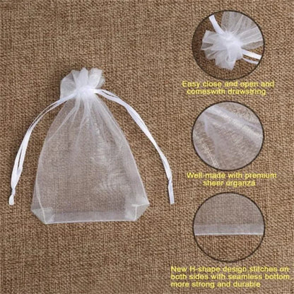 50 Pcs Pink Organza Drawstring Bags for Jewelry Packaging - Smarsty