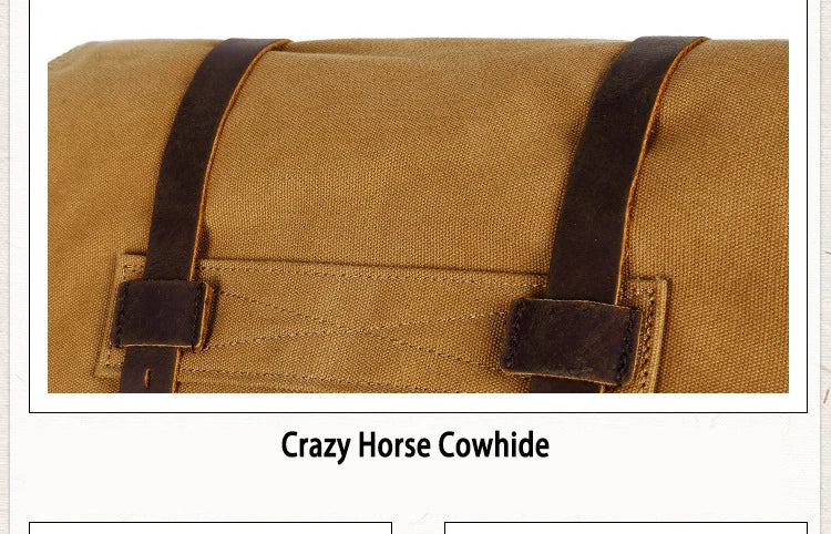 Vintage Leather Canvas Messenger Bag Unisex Crossbody - Smarsty