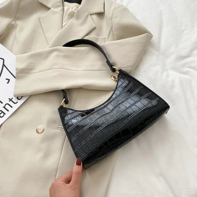 PU Leather Alligator Pattern Women Slim Shoulder Bag Purse - Smarsty
