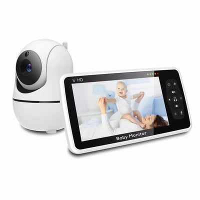New 5 Inch Video Baby Monitor with Camera and Audio, 4X Zoom, 22Hrs Battery, 1000ft Range 2-Way Temperature Sensor Lullaby by Smarsty