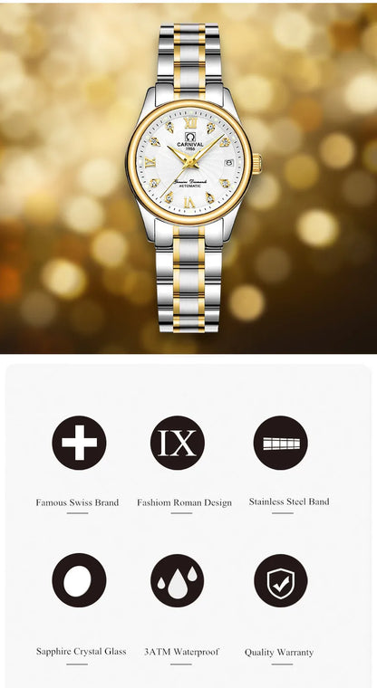 Carnival Luxury Women's Mechanical Watch with Sapphire Crystal - Smarsty