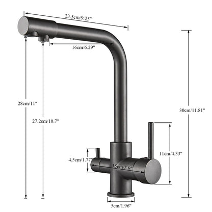 Black Grey Water Filter Kitchen Faucet with 360 Degree Rotation - Smarsty