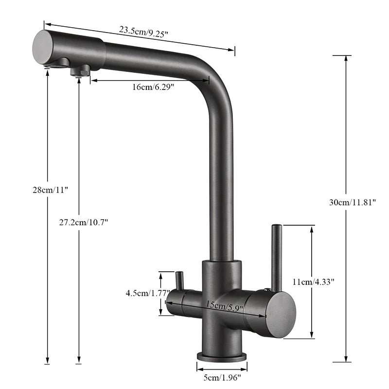 Black Grey Water Filter Kitchen Faucet with 360 Degree Rotation - Smarsty