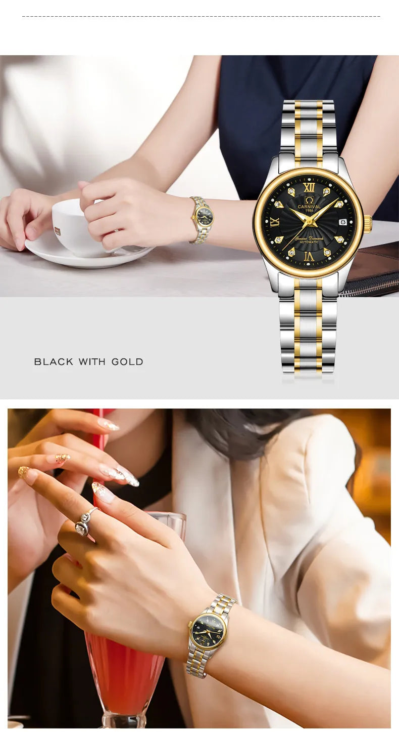 Carnival Luxury Women's Mechanical Watch with Sapphire Crystal - Smarsty