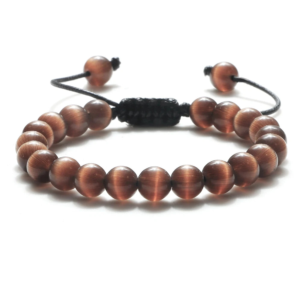 Adjustable 8mm Tiger Eye Beads Bracelet for Yoga Healing - Smarsty