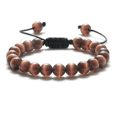 Adjustable 8mm Tiger Eye Beads Bracelet for Yoga Healing - Smarsty