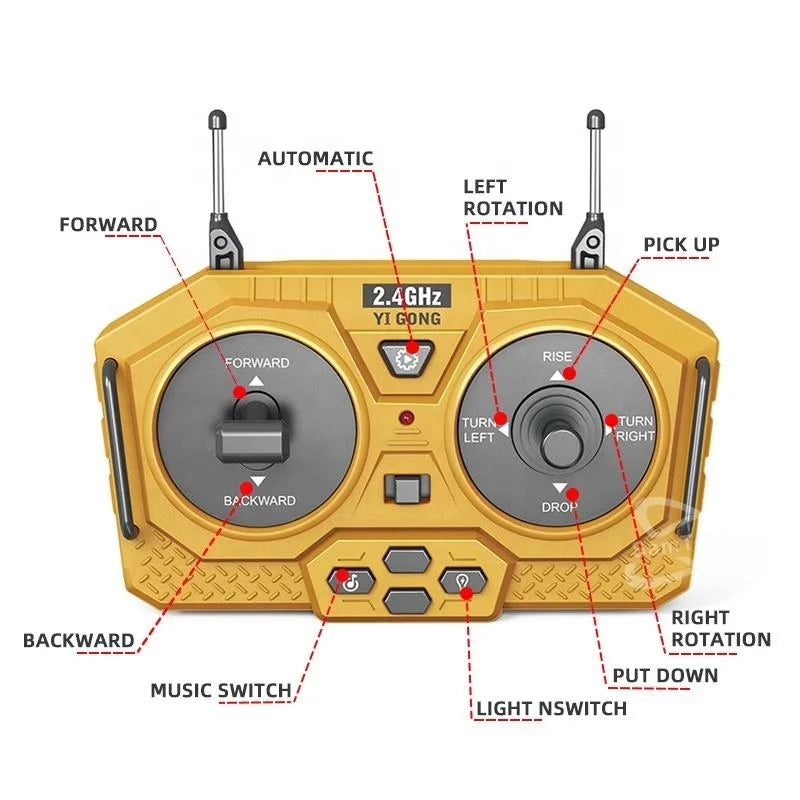 2.4G Remote Control Excavator Dump Truck RC Model Car Toy Professional Alloy Plastic Simulation Construction Vehicle Kids Gifts
